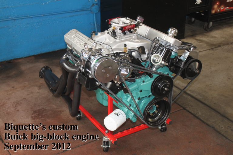 Biquette's big-block Buick engine in 2012