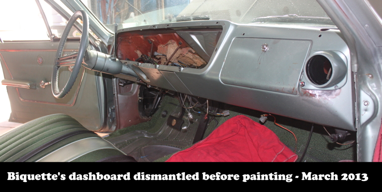 Biquette's dash dismantled for painting