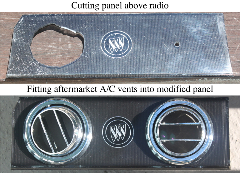 Cutting two holes in panel above radio