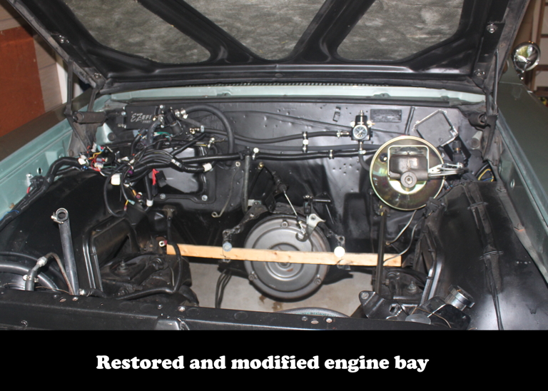 Restored and modified engine bay